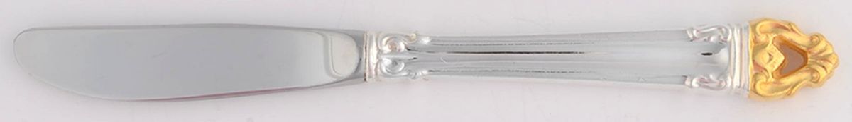 Golden Crown (Silverplate, Gold Accent, 1969) Modern Hollow Butter Spreader (Stainless) by Reed & Barton-1