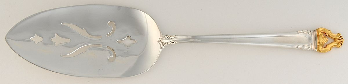 Golden Crown (Silverplate, Gold Accent, 1969) Solid Pierced Pie Server by Reed & Barton-1