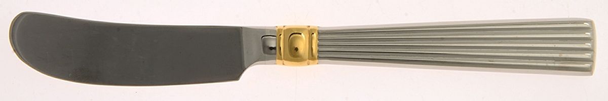 Golden Crescendo (Stainless, Gold Accent) Butter Spreader Hollow Hdl-Paddle/Stainless Blade by Reed & Barton-1