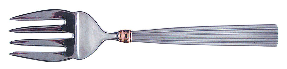 Golden Crescendo (Stainless, Gold Accent) Medium Solid Cold Meat Serving Fork by Reed & Barton-1