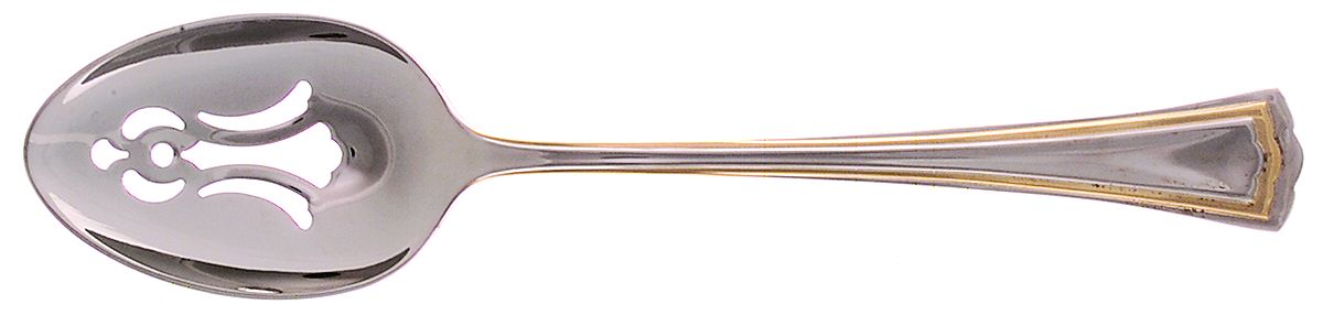Golden Ledgemont (Stainless) Pierced Tablespoon (Serving Spoon) by Reed & Barton-1
