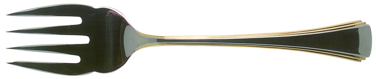 Golden Miro (Stainless-Gold Accent) Medium Solid Cold Meat Serving Fork by Reed & Barton-1