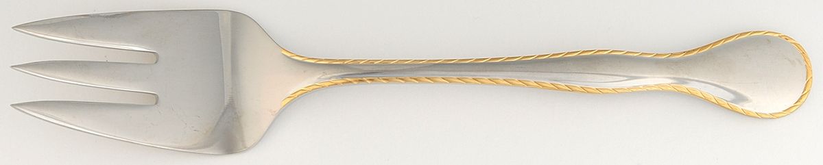 Golden Regatta (Stainless, Gold Accent) Medium Solid Cold Meat Serving Fork by Reed & Barton-1