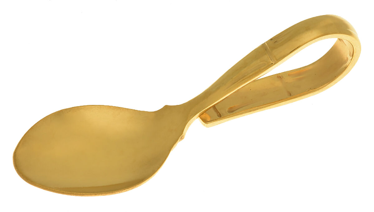 Golden Royal Bamboo (Gold Electroplate) Baby Spoon with Curved Handle HC by Reed & Barton-1
