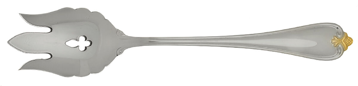 Golden Rosecliff (Stainless-Gold Accent) Vegetable Serving Fork Solid  HC by Reed & Barton-1