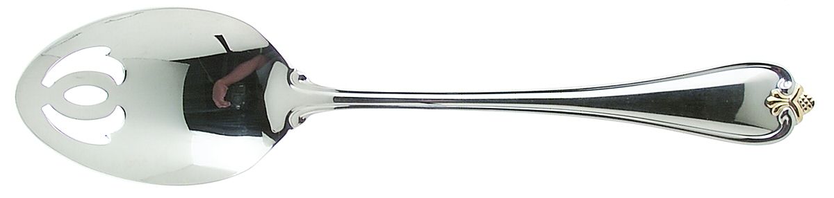 Golden Rosecliff (Stainless-Gold Accent) Pierced Tablespoon (Serving Spoon) by Reed & Barton-1