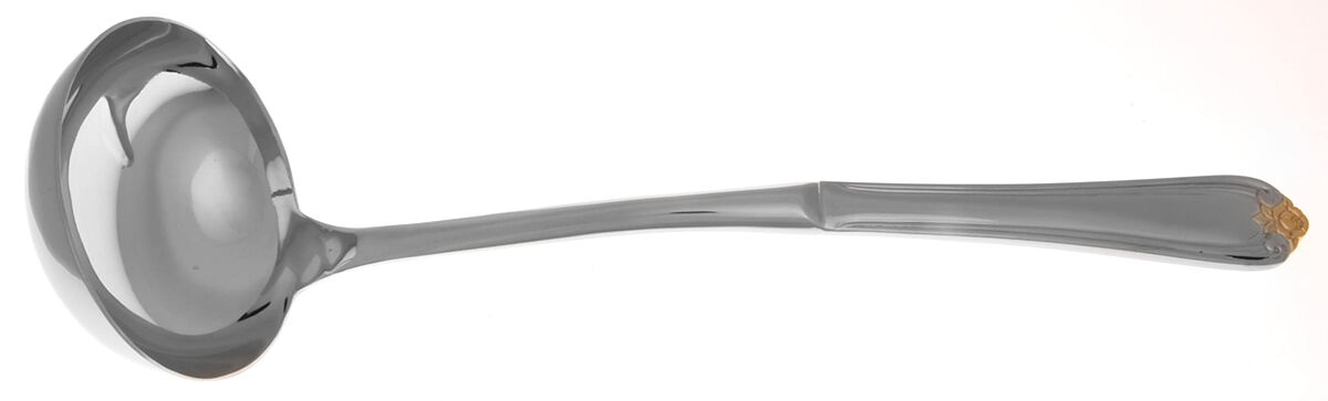 Golden Rosebud (Stainless) Soup Ladle with Stainless Bowl HC by Reed & Barton-1