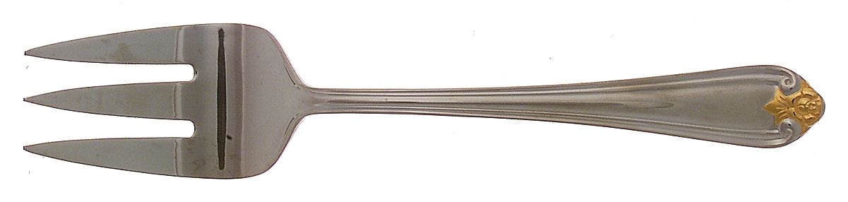 Golden Rosebud (Stainless) Medium Solid Cold Meat Serving Fork by Reed & Barton-1