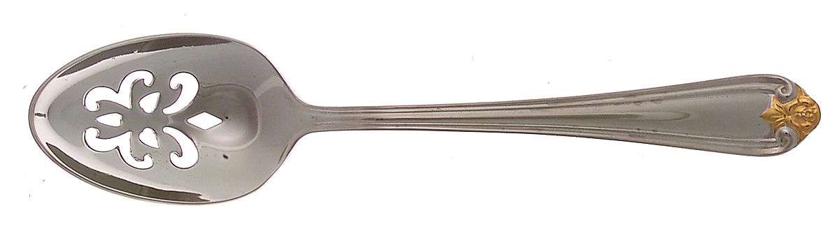 Golden Rosebud (Stainless) Pierced Tablespoon (Serving Spoon) by Reed & Barton-1