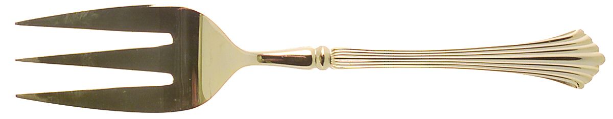 Gold Rosewell (Gold Electroplate) Medium Solid Cold Meat Serving Fork by Reed & Barton-1