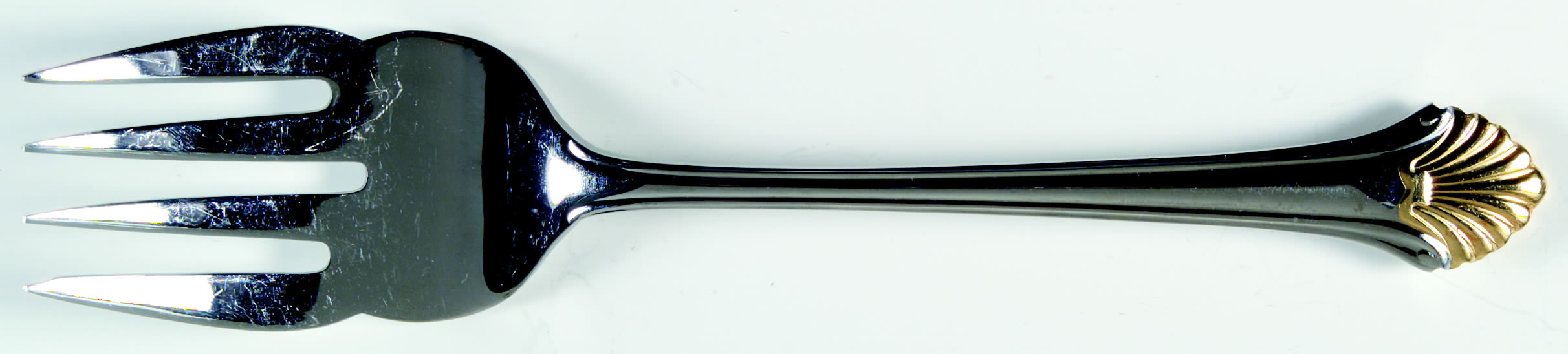 Golden Seafare (Stainless-Gold) Medium Solid Cold Meat Serving Fork by Reed & Barton-1