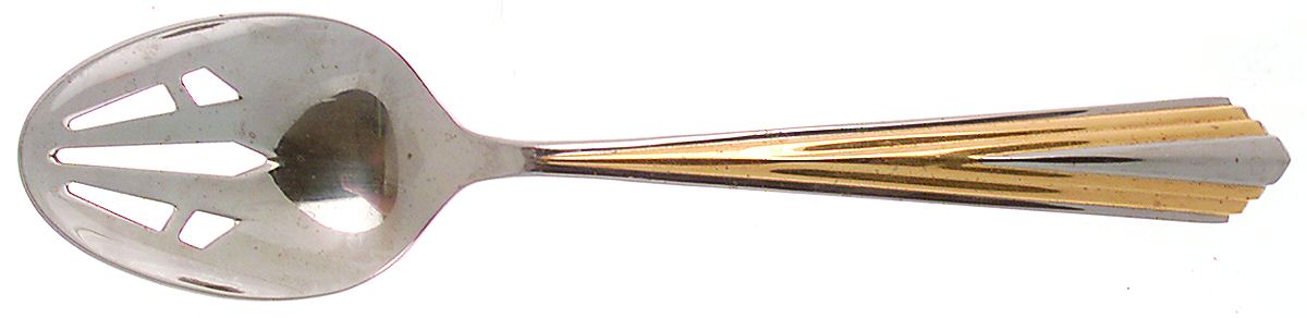 Golden Spire (Stainless, Gold Accent) Pierced Tablespoon (Serving Spoon) by Reed & Barton-1