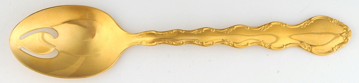 Golden Summertime (Gold Electroplate) Pierced Tablespoon (Serving Spoon) by Reed & Barton-1