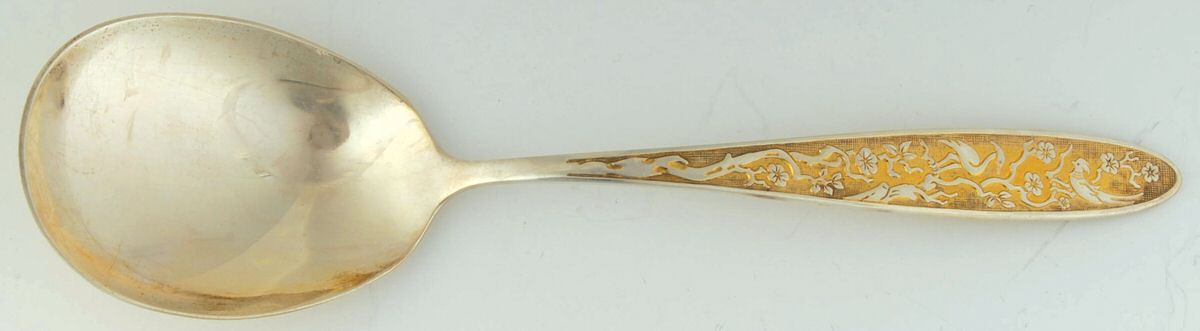 Golden Tree of Life (Sterling, 1974) Solid Salad Serving Spoon by Reed & Barton-1