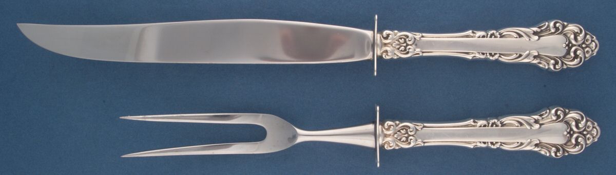 Grande Renaissance (Sterling, 1967) Large 2-Piece Roast Carving Set w/ Stainless Blade by Reed & Barton-1