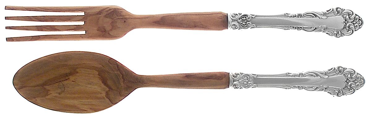 Grande Renaissance (Sterling, 1967) Wooden Bowl 2-Piece Salad Set by Reed & Barton-1