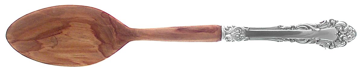 Grande Renaissance (Sterling, 1967) Salad Serving Spoon with Wooden Bowl by Reed & Barton-1