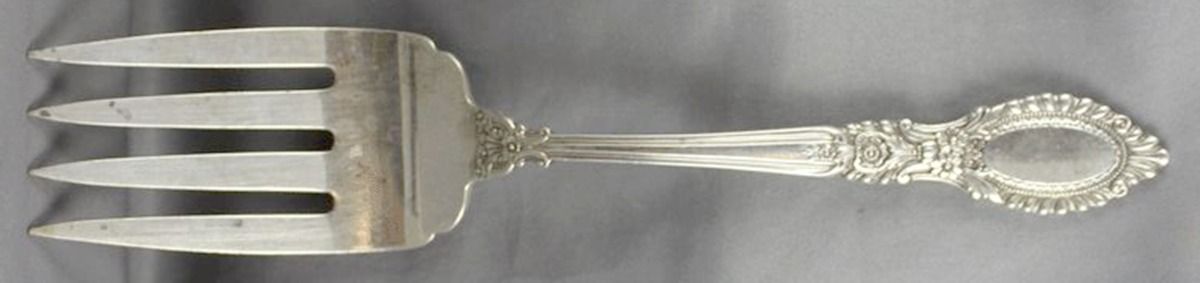 Guildhall (Sterling, 1941, No Monos) Large Solid Cold Meat Serving Fork by Reed & Barton-1