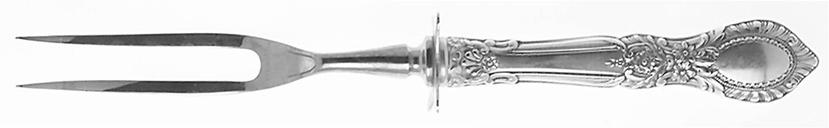 Guildhall (Sterling, 1941, No Monos) Small Steak Carving Fork with Stainless Prongs by Reed & Barton-1