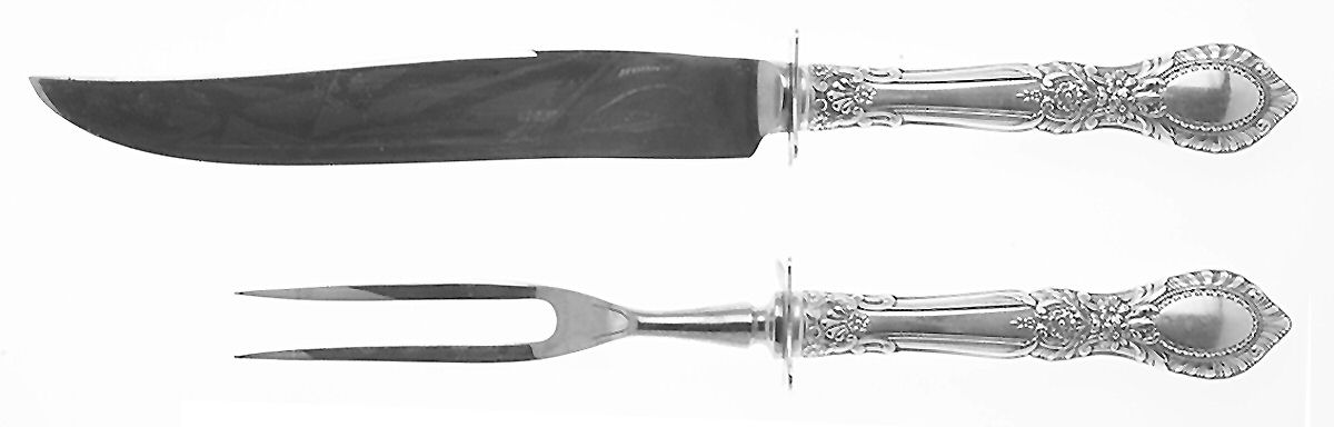 Guildhall (Sterling, 1941, No Monos) Small Stainless Blade 2-Piece Steak Carving Set by Reed & Barton-1