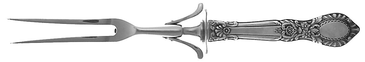 Guildhall (Sterling, 1941, No Monos) Large Stainless-Prong Roast Carving Fork by Reed & Barton-1