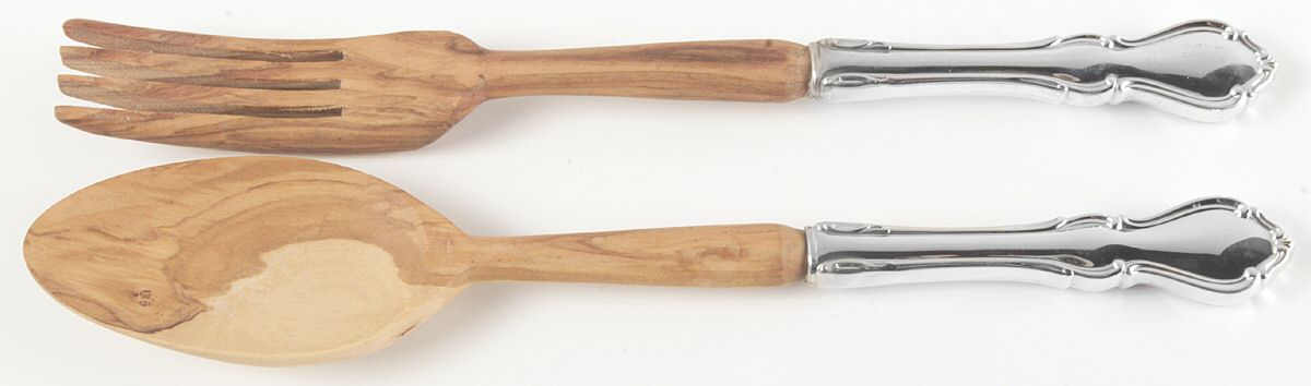 Hampton Court (Sterling, 1964) Wooden Bowl 2-Piece Salad Set by Reed & Barton-1