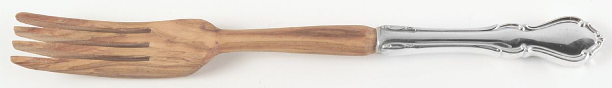 Hampton Court (Sterling, 1964) Salad Serving Fork with Wooden Prongs by Reed & Barton-1