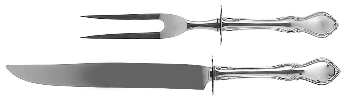 Hampton Court (Sterling, 1964) Small Stainless Blade 2-Piece Steak Carving Set by Reed & Barton-1