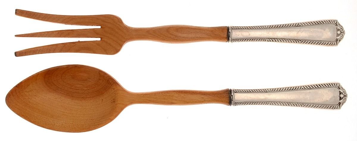 Hawthorne (Sterling, 1934) Wooden Bowl 2-Piece Salad Set by Reed & Barton-1