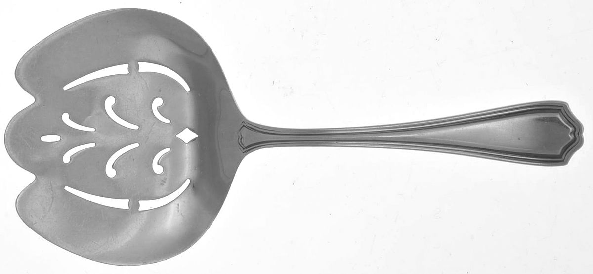 Hepplewhite-Plain (Sterling, 1907, No Monos) Solid Bon Bon Spoon with Pierced Bowl by Reed & Barton-1