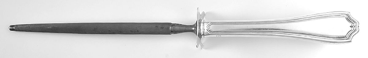 Hepplewhite-Plain (Sterling, 1907, No Monos) Large Steel Rod Knife Sharpener by Reed & Barton-1