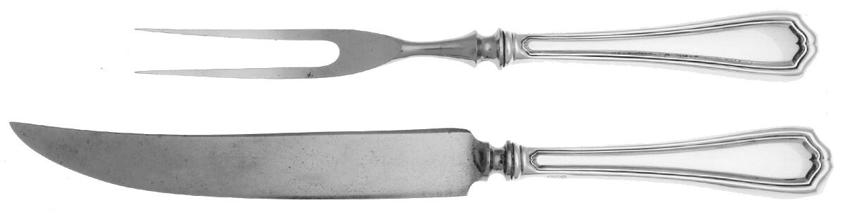 Hepplewhite-Plain (Sterling, 1907, No Monos) 2 Pc Individual Bird Carving Set w/Stainless Blade by Reed & Barton-1