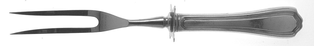 Hepplewhite-Plain (Sterling, 1907, No Monos) Small Steak Carving Fork with Stainless Prongs by Reed & Barton-1