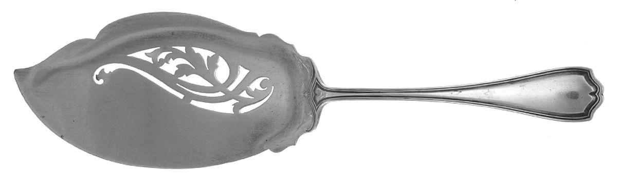 Hepplewhite-Plain (Sterling, 1907, No Monos) Large Solid Pierced Fish Serving Knife by Reed & Barton-1