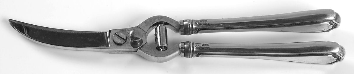 Hepplewhite-Plain (Sterling, 1907, No Monos) Poultry Shears with Stainless Blades by Reed & Barton-1