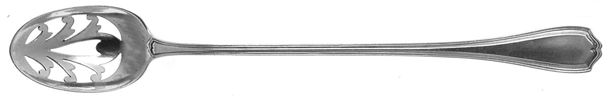 Hepplewhite-Plain (Sterling, 1907, No Monos) Pierced Bowl Long Handle Olive Spoon by Reed & Barton-1