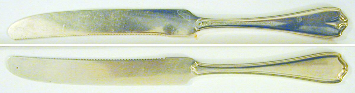 Hepplewhite-Plain (Sterling, 1907, No Monos) Individual Orange Knife, Solid Piece by Reed & Barton-1