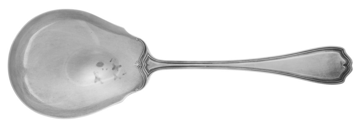 Hepplewhite-Plain (Sterling, 1907, No Monos) Vegetable Serving Spoon (Solid) by Reed & Barton-1