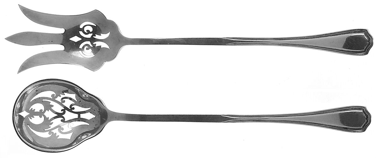 Hepplewhite-Plain (Sterling, 1907, No Monos) 2 Pc Large Lettuce Serving Set by Reed & Barton-1