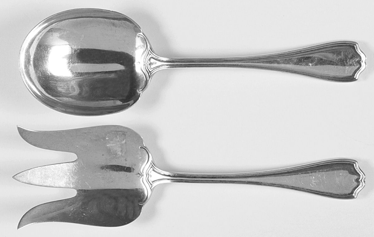 Hepplewhite-Plain (Sterling, 1907, No Monos) Solid Oversized Serving Salad Set by Reed & Barton-1