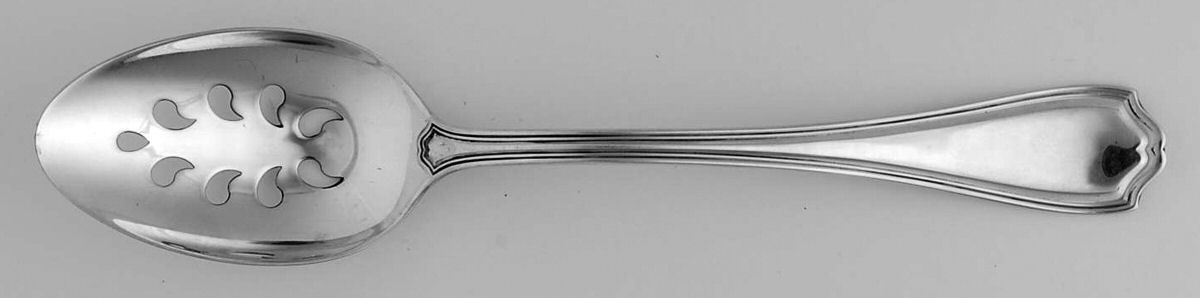 Hepplewhite-Plain (Sterling, 1907, No Monos) Pierced Tablespoon (Serving Spoon) CM by Reed & Barton-1