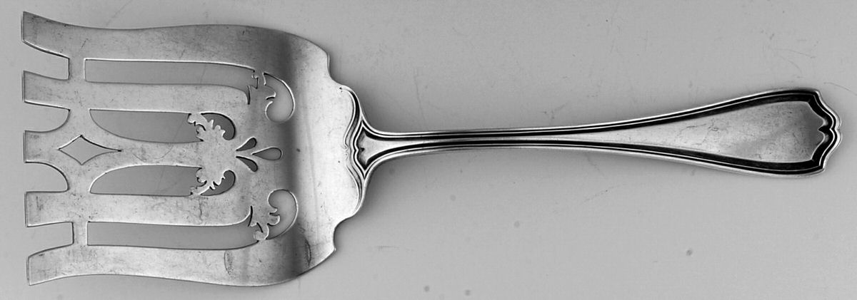 Hepplewhite-Plain (Sterling, 1907, No Monos) Large Solid Asparagus Serving Fork by Reed & Barton-1