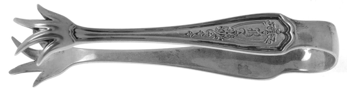 Hepplewhite-Chased (Sterling, 1907) Bon Bon Tongs by Reed & Barton-1