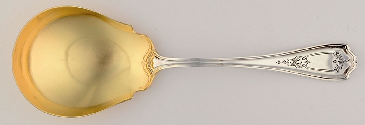 Hepplewhite-Chased (Sterling, 1907) Oversize Solid Salad Serving Spoon by Reed & Barton-1