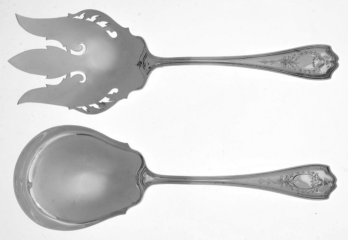 Hepplewhite-Engrv (Sterling, 1907, No Monos) (2 Pc) Solid Salad Set by Reed & Barton-1