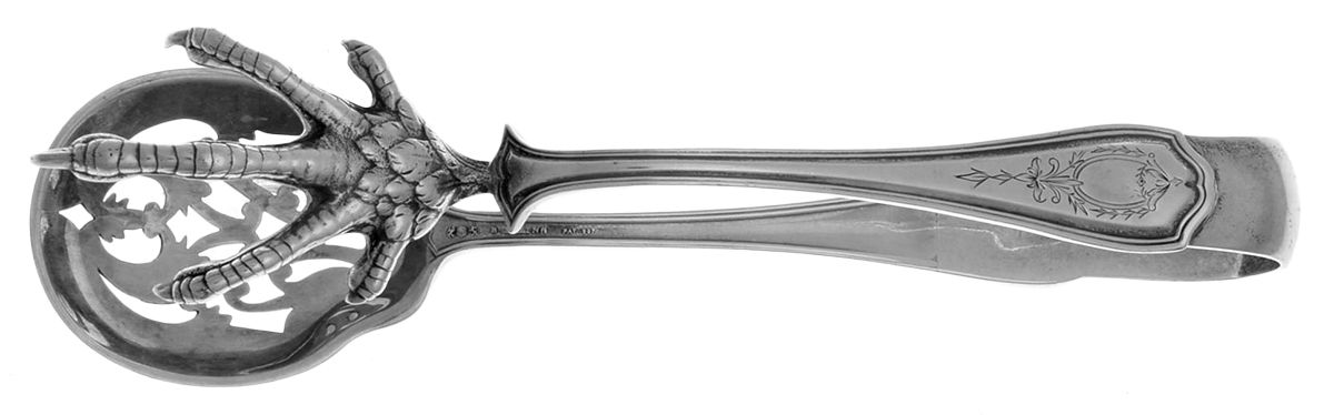 Hepplewhite-Engrv (Sterling, 1907, No Monos) Large Ice Serving Tongs by Reed & Barton-1