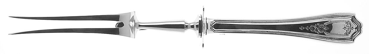 Hepplewhite-Engrv (Sterling, 1907, No Monos) Large Stainless-Prong Roast Carving Fork by Reed & Barton-1