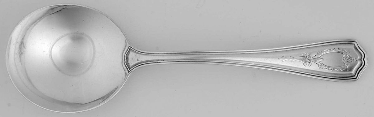 Hepplewhite-Engrv (Sterling, 1907, No Monos) Round Bowl Soup Spoon (Cream Soup) by Reed & Barton-1