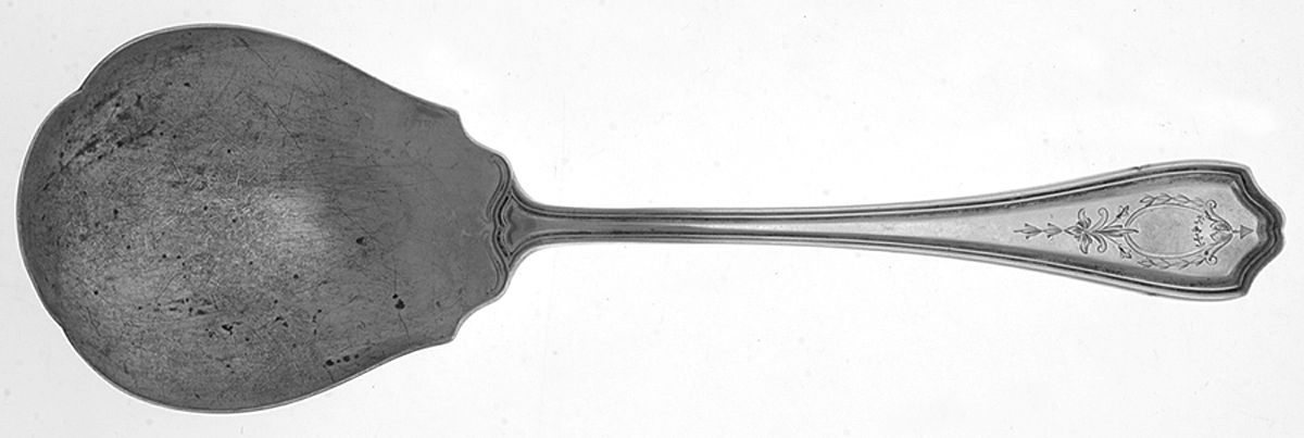Hepplewhite-Engrv (Sterling, 1907, No Monos) Preserve Spoon by Reed & Barton-1