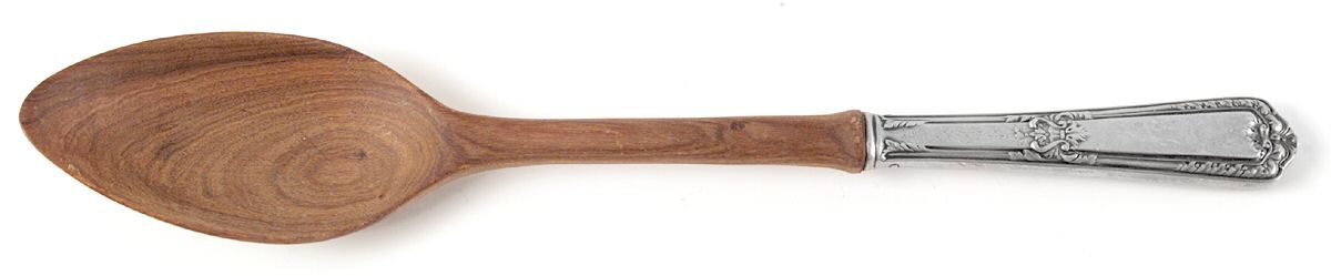 Heritage (Sterling, 1924) Salad Serving Spoon with Wooden Bowl by Reed & Barton-1